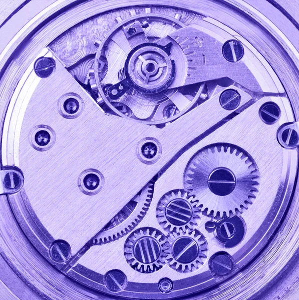 Modrá hodinových strojků makro — Stock fotografie