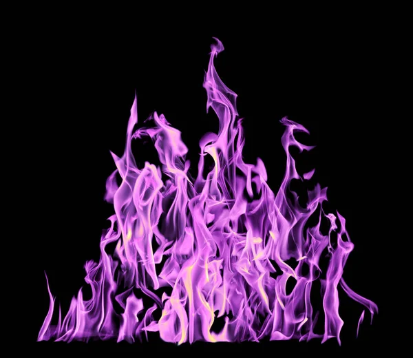 Высокое сиреневое пламя, изолированное на черном — стоковое фото