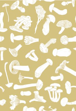 mantar siluetleri skeçler sorunsuz arka plan kahverengi