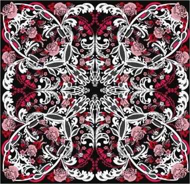 siyah zemin üzerine kırmızı ve beyaz kare dekorasyon