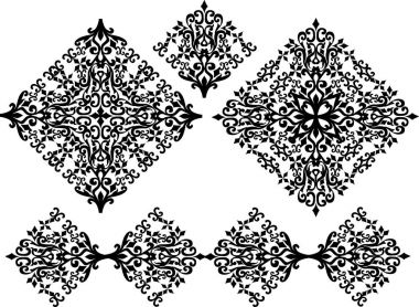 rhomb soyut siyah bir şekilde dekore edilmiş öğeleri ayarla