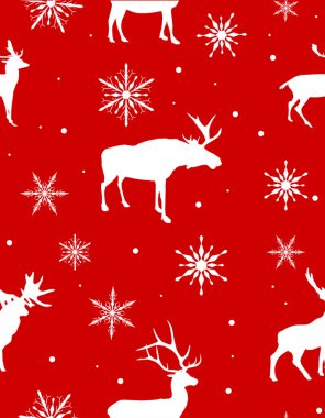 Beyaz geyikler ve kar taneleri sorunsuz arka plan