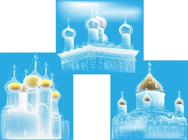mavi arka plan üç Ortodoks Kilisesi skeçler
