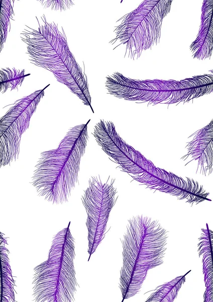 Piume di struzzo lilla sfondo senza cuciture — Vettoriale Stock