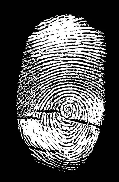 White finger imprint isolated on black illustration — Stock Vector