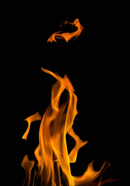 Abbildung mit orangefarbenem Feuer isoliert auf schwarz — Stockvektor