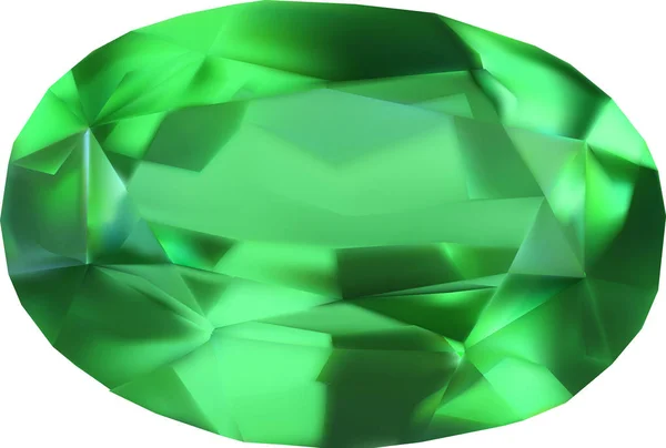 Одиночный зеленый драгоценный камень на белом — стоковый вектор