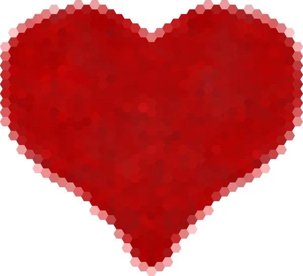 Srdce z červených šestiúhelníky izolované na bílém — Stockový vektor