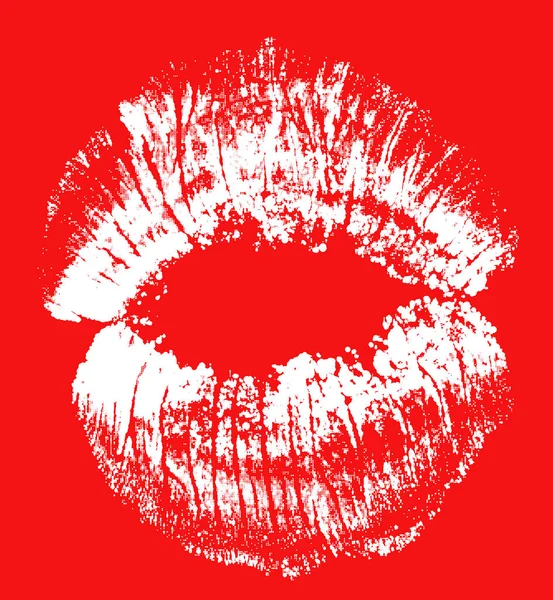 Lèvres ouvertes blanches empreintes de points sur le rouge — Image vectorielle