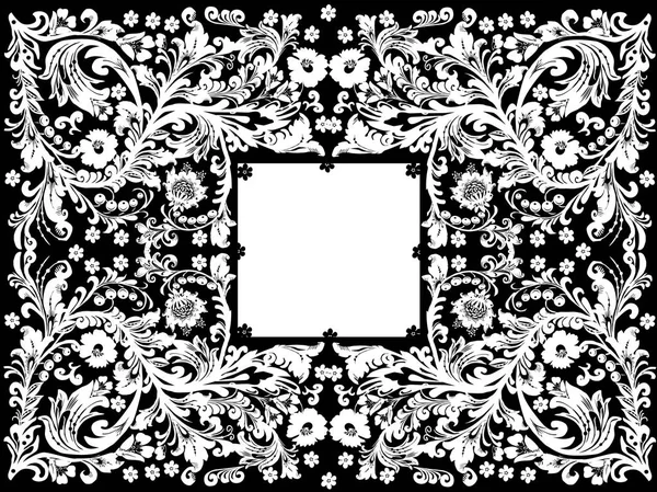 Украшены черно-белый фон с цветами — стоковый вектор