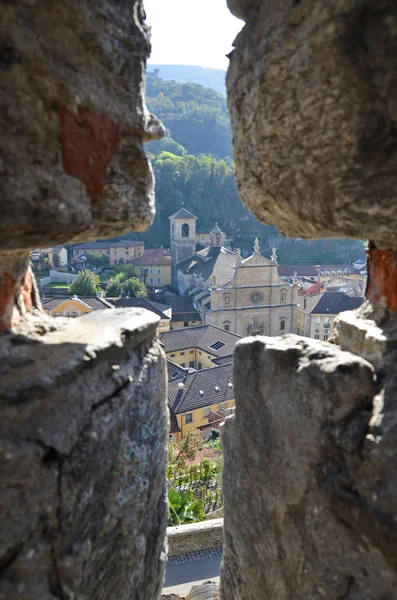 Miasto Bellinzona poprzez strzałki pętla — Zdjęcie stockowe