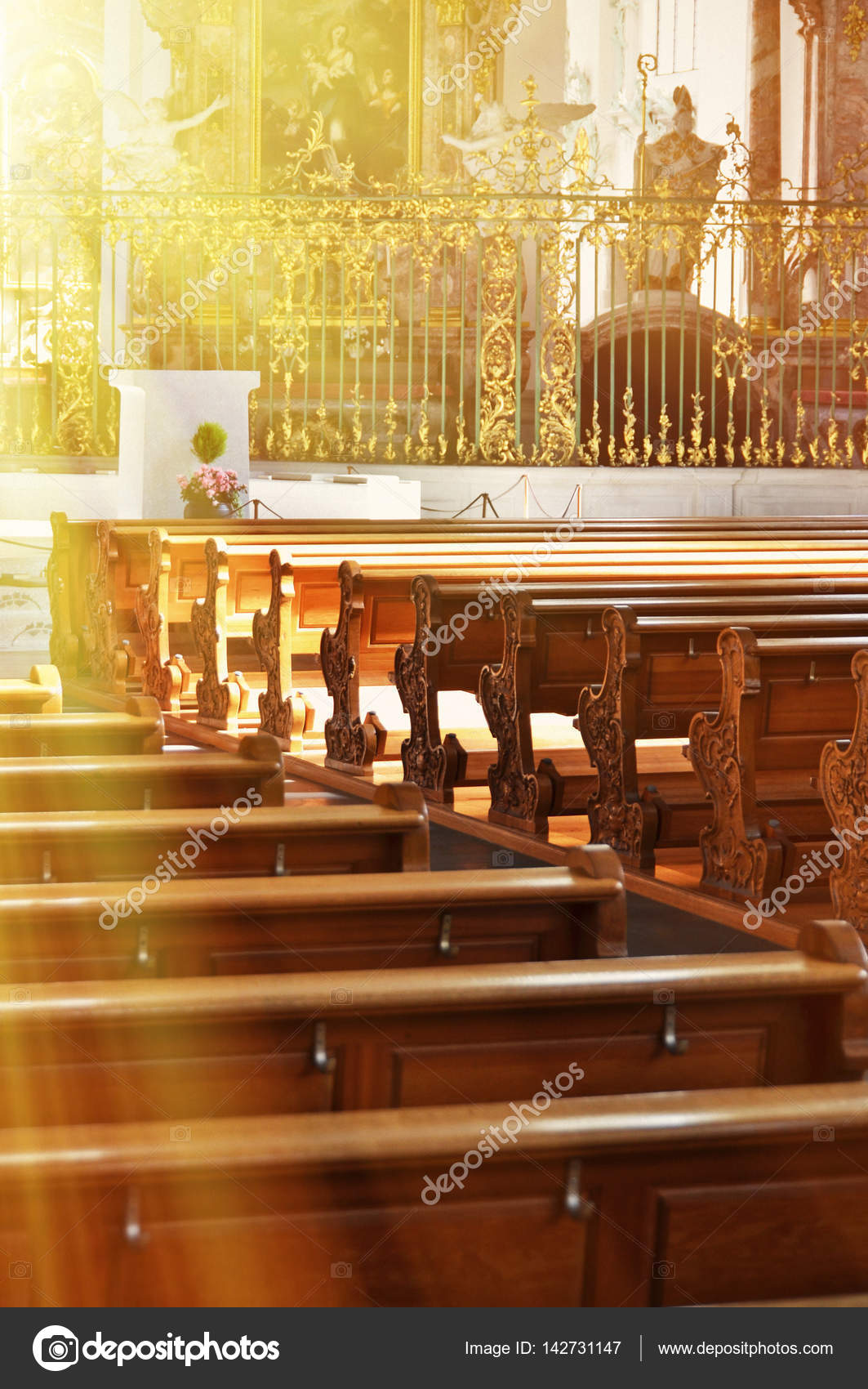 Row Of Benches In A Church Stock Photo C Happyalex 142731147