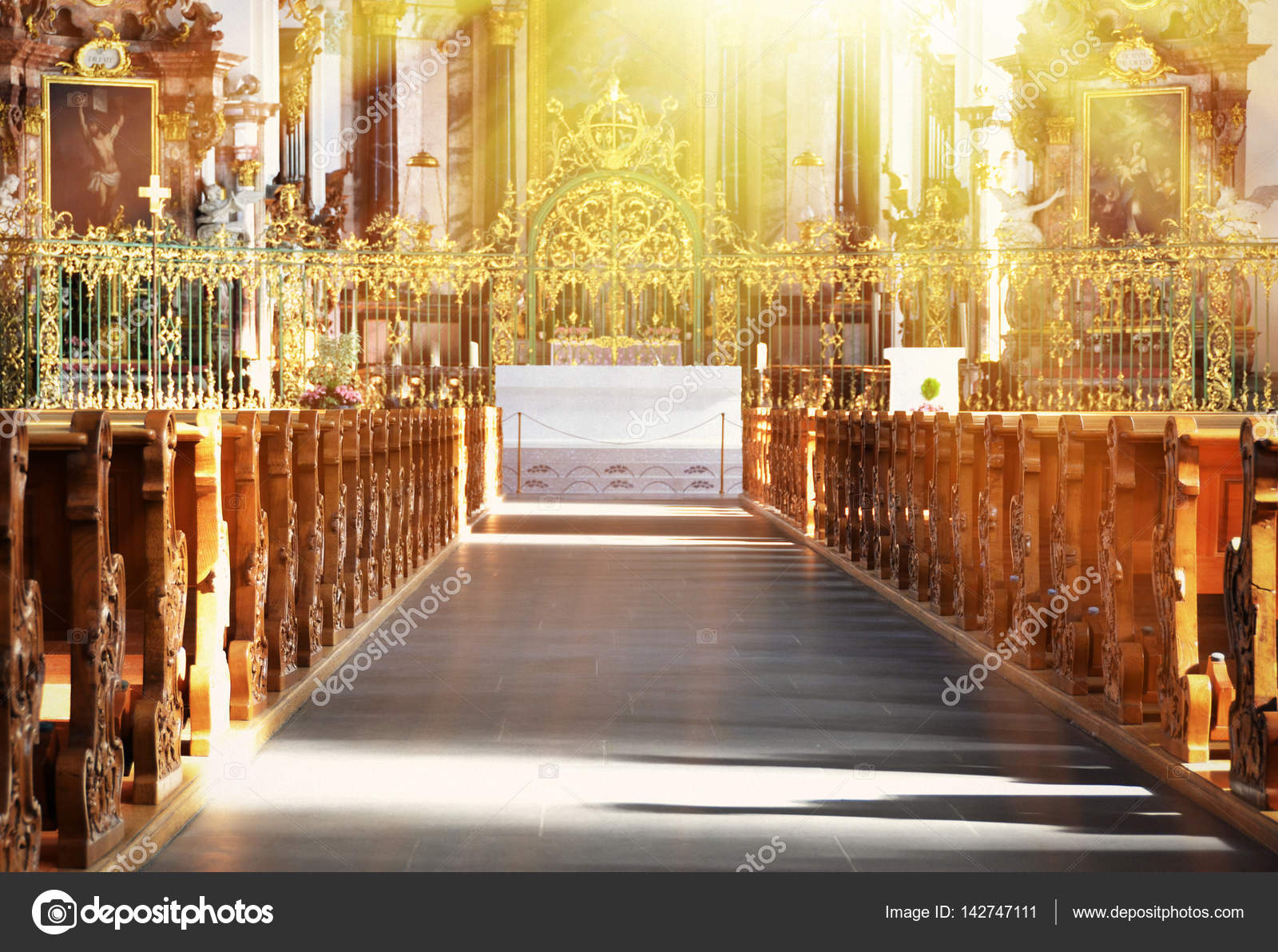 Rows Of Benches In A Church Stock Photo C Happyalex 142747111