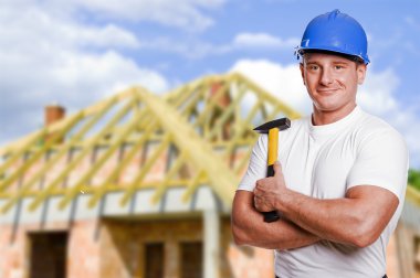 Araçları ile çalışan. İnşaat ve ev yenileme kavramı.