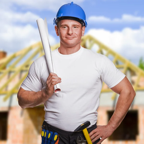 Worker with tools. Construction and house renovation concept. — Stock Photo, Image