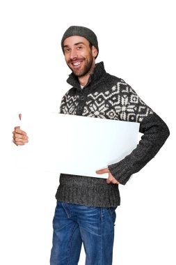 sıcak giysiler, kopya alanı içinde beyaz tahta adamla.