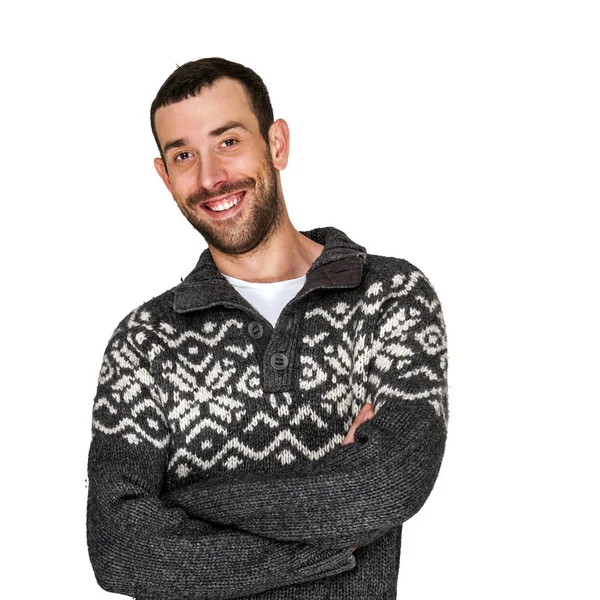Hombre guapo usando suéter . — Foto de Stock