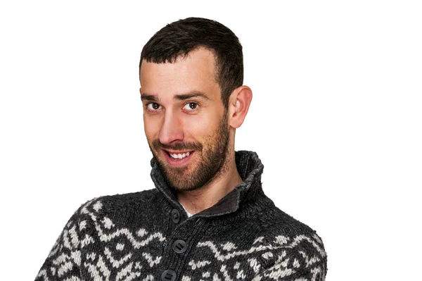 Pohledný muž nosí svetr. — Stock fotografie