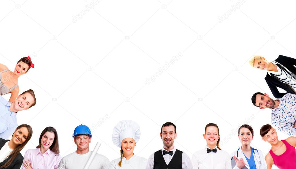 Group of employee people  isolated on white background.