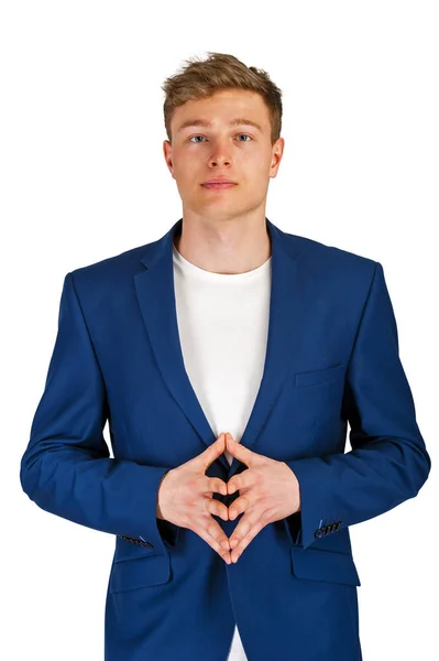 Young man in suit over white bacground. — Stock Photo, Image