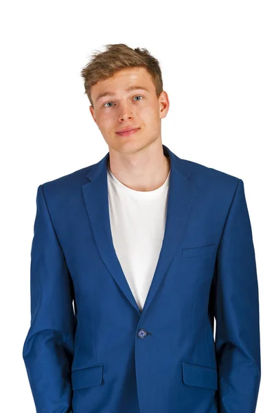 Young man in suit over white bacground. — Stock Photo, Image