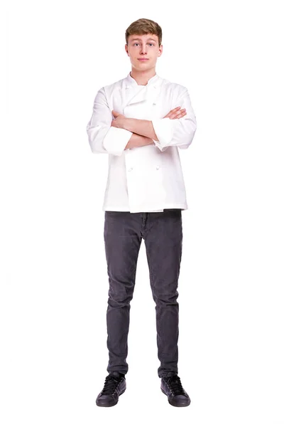 Smiling confident chef isolated over white — Stock Photo, Image