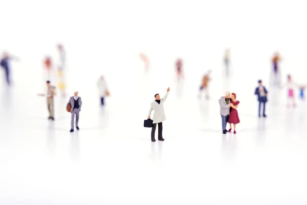 Business travel of people in miniature people — Stock Photo, Image