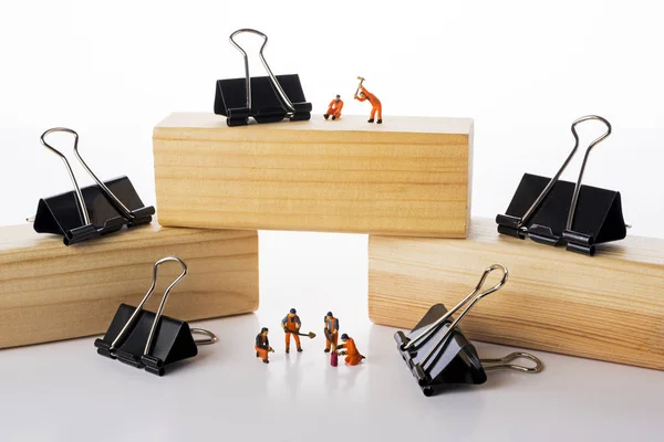 Miniature people workers occupation isolate on white background. — Stock Photo, Image