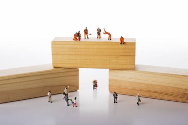 Miniature people crowd, family and business, workers occupation  clipart