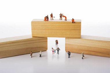 Miniature people crowd, family and business, workers occupation  clipart