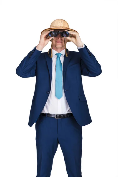 Empresario buscando prismáticos . —  Fotos de Stock