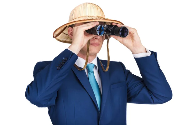 Businessman looking binoculars. — Stock Photo, Image