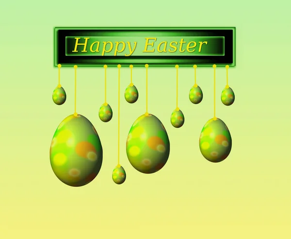 Happy Easter - green easter eggs — Stock Photo, Image