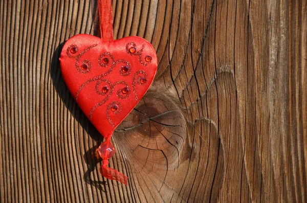 Red Heart Wooden Wall — Stock Photo, Image