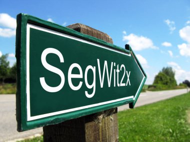 SegWit2x sign. Bitcoin hard fork clipart