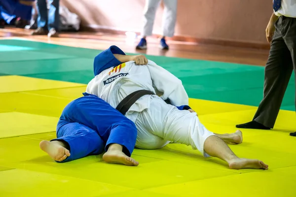 Competitori nei campionati catalani di judo senior a Barcellona , — Foto Stock