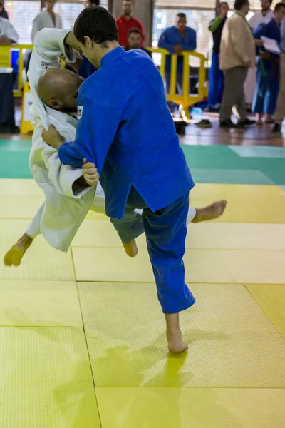 Competitori nei campionati catalani di judo senior a Barcellona , — Foto Stock