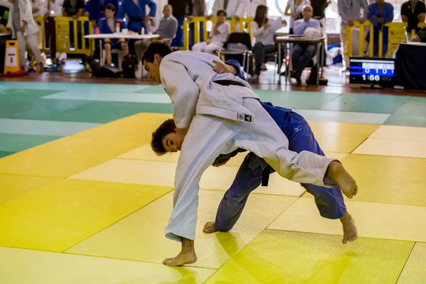 Competidores no Campeonato Sênior Catalão de Judô em Barcelona , — Fotografia de Stock