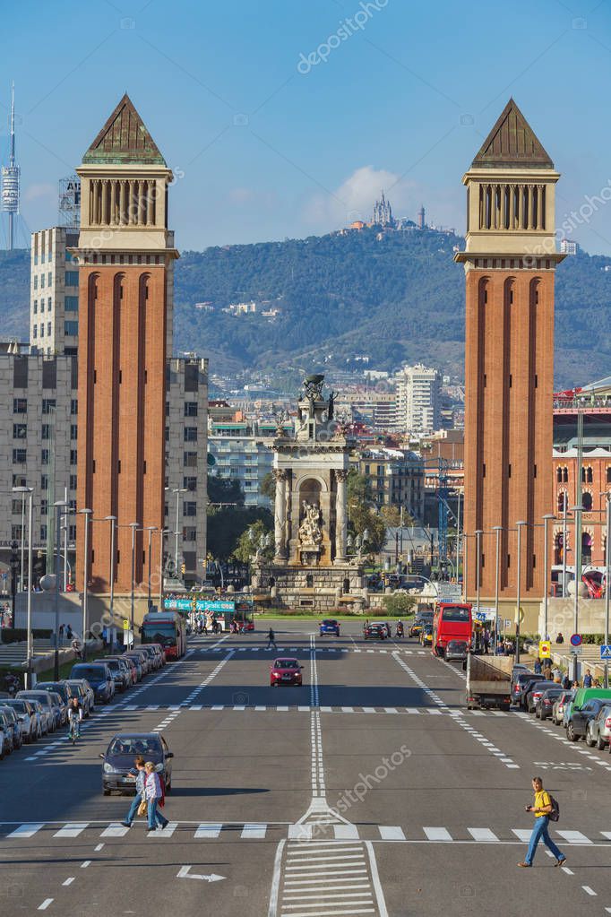 City Landscape From Barcelona Place Espana 01 November 2016 Stock Editorial Photo C Digoarpi 130094496