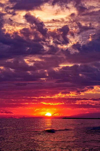 Big powerful sunset clouds at summer — Stock Photo, Image