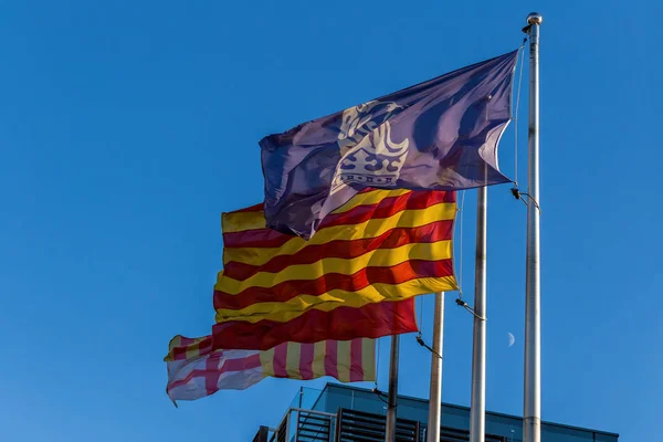 Flags in the wind in Spain — Stock Photo, Image