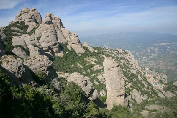 Montserrat Dağları (Barcelona, Katalonya, İspanya'nın görünümü) — Stok fotoğraf