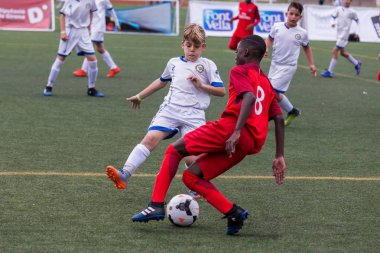 Sant Antoni de Calonge İspanya, 12 Nisan 2017 yılında çocuk Futbol Şampiyonası