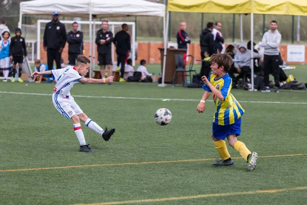 Kid's voetbal kampioenschap in Sant Antoni de Calonge in Spanje, 12 April 2017 — Stockfoto