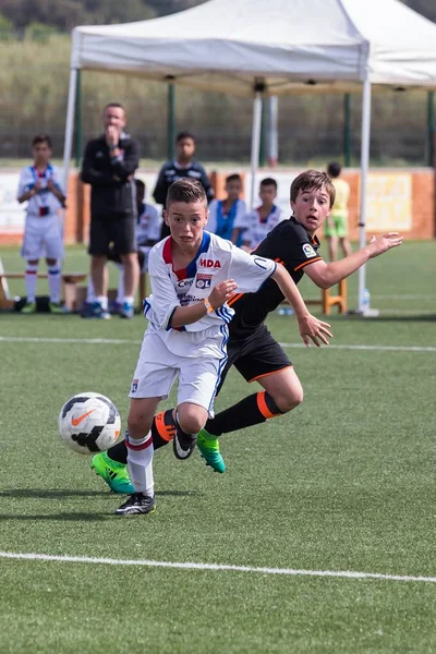 Campeonato de futebol infantil em Sant Antoni de Calonge, Espanha, 12 de abril de 2017 — Fotografia de Stock