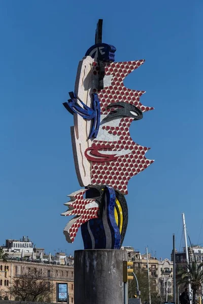 Popkonst Skulptur Cap Barcelona Barcelona Katalonien 2016 Spanien — Stockfoto