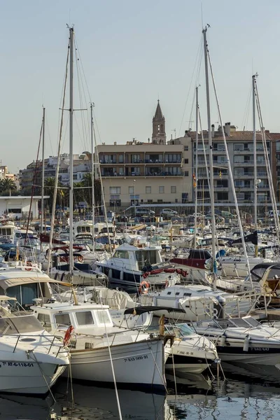 Typical Spanish boats in port Palamos, July 25. 2017, Spain — Stock Photo, Image