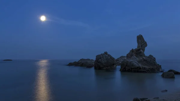 Coastal with rocks ,long exposure picture from Costa Brava Royalty Free Stock Photos