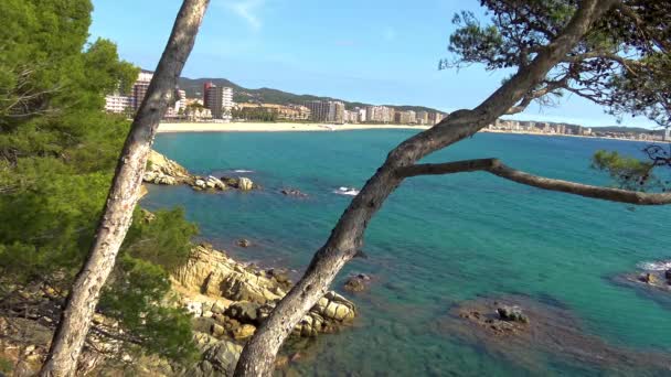 Detail van de Spaanse kust in de zomer (Catalonië, Costa Brava), 4k — Stockvideo