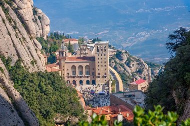 Montserrat Catalonia, İspanya ünlü manastır görünümünü